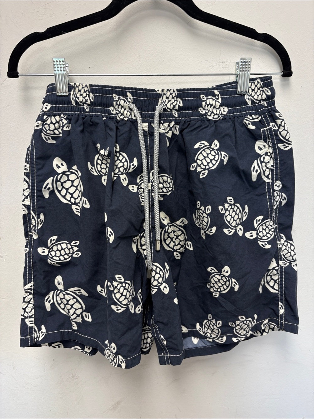 Vilebrequin Navy and White Turtle-Print Swim Trunks